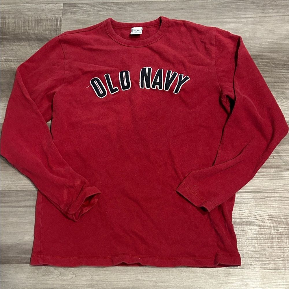 Vintage Y2K Old Navy Crimson Embroidered Letters Long Sleeve Tee Small